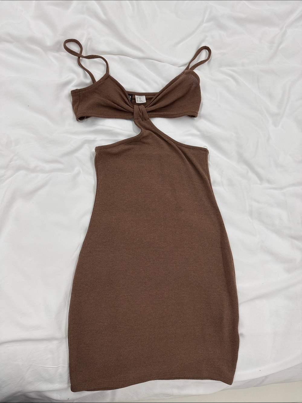Brown Cutout Knit Bodycon Dress
